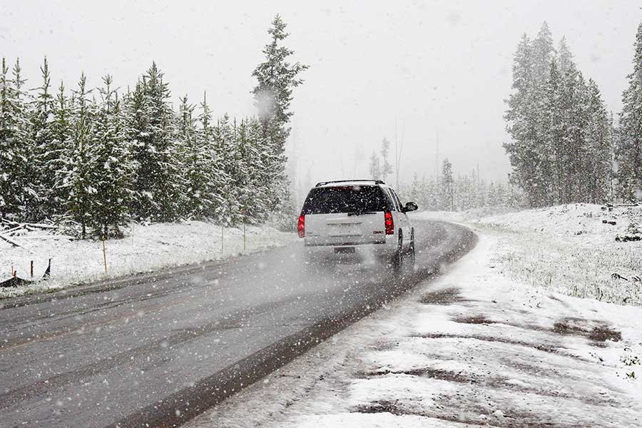 Car on Road with snow