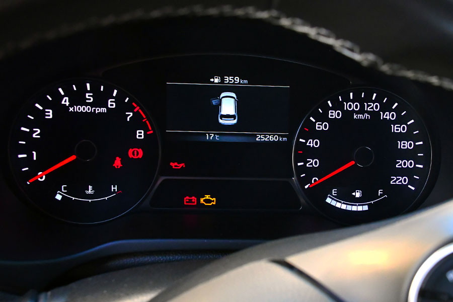 Car Dashboard With Check Engine Light