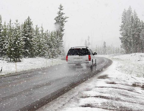 Car on Road with snow
