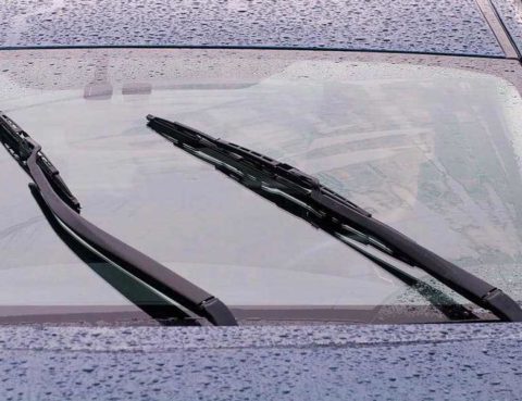 Windshield wipers on car