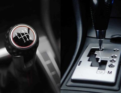 Manual transmission gearshift compared to an automatic