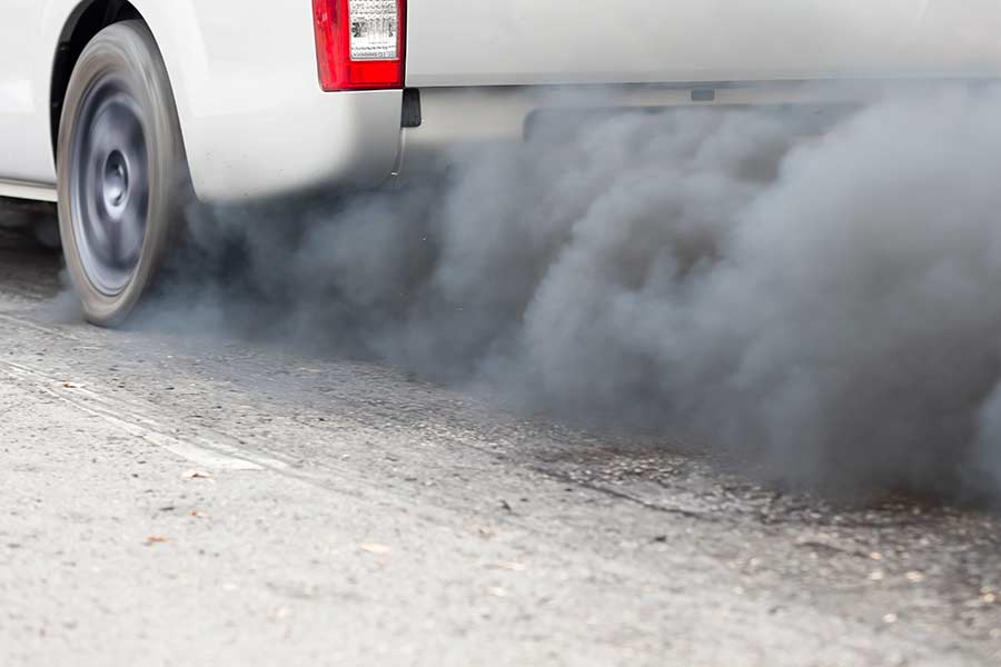 Black smoke emissions from a diesel truck's exhaust